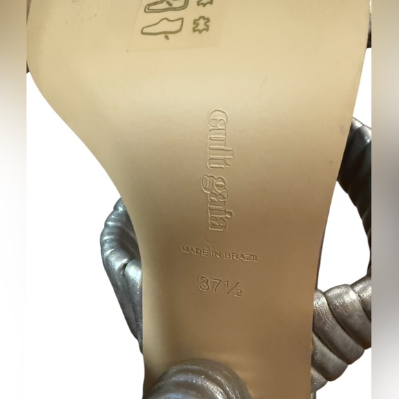 Cult Gaia Valence 75MM Metallic Leather Sandals in Silver Size 7.5 - Picture 13 of 13